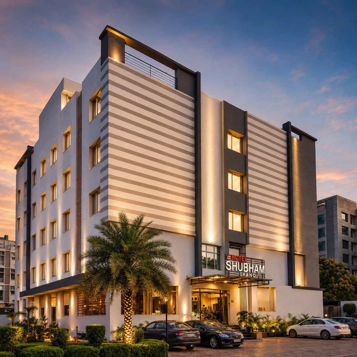 Hotel Shubham Grand, Patia, Bhubaneswar, at dusk